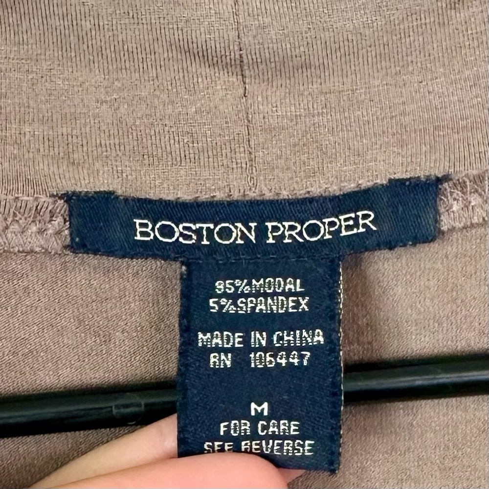 Boston Proper Taupe Asymmetrical Flowy Open Cardigan - Size: Medium - Picture 2 of 7